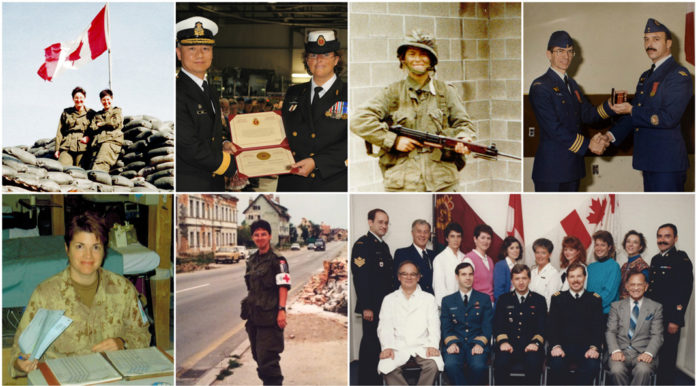 Collage présentant des employés qui ont été dans les Forces armées.